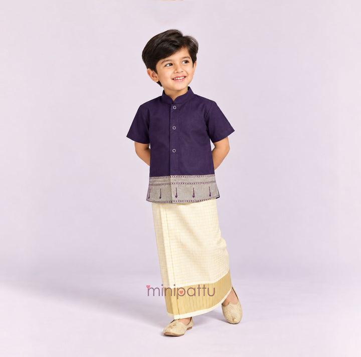 Niroop -  Purple & Veshti Set