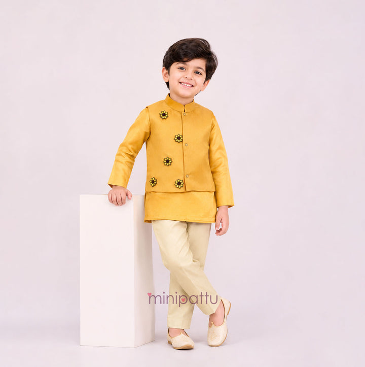 Sunflower Yellow Embellished Jacket set