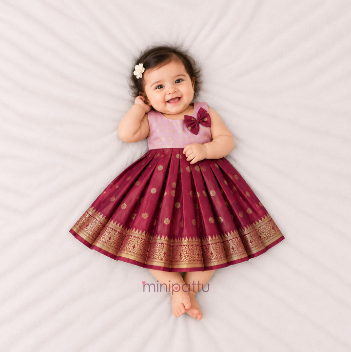 Srinika - Lavender Burgundy Frock Minipattu