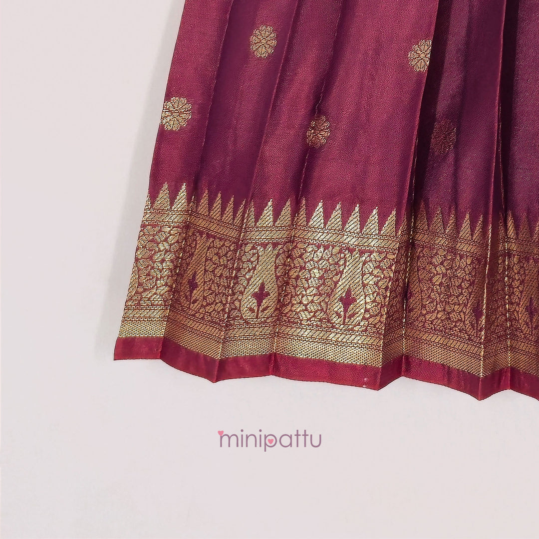 Srinika - Lavender Burgundy Frock Minipattu