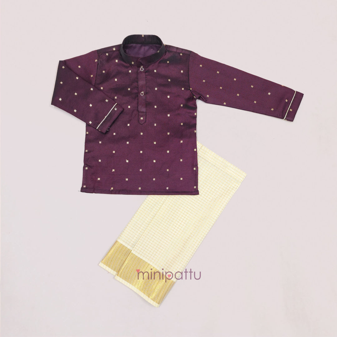Karthikeya - Purple Kurta & Veshti Set