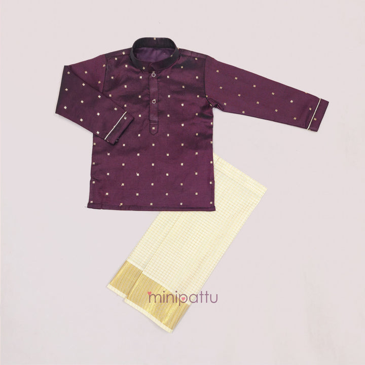 Karthikeya - Purple Kurta & Veshti Set