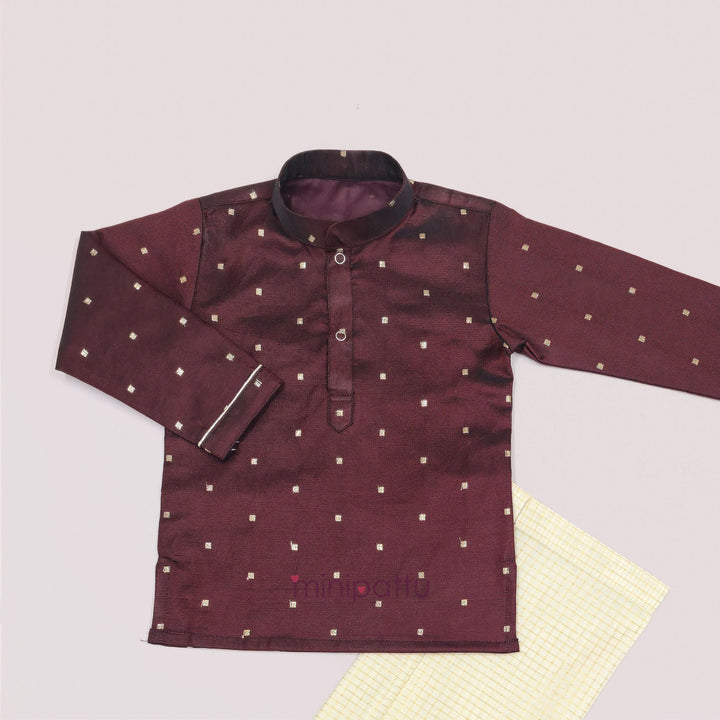 Karthikeya - Maroon Kurta & Veshti Set
