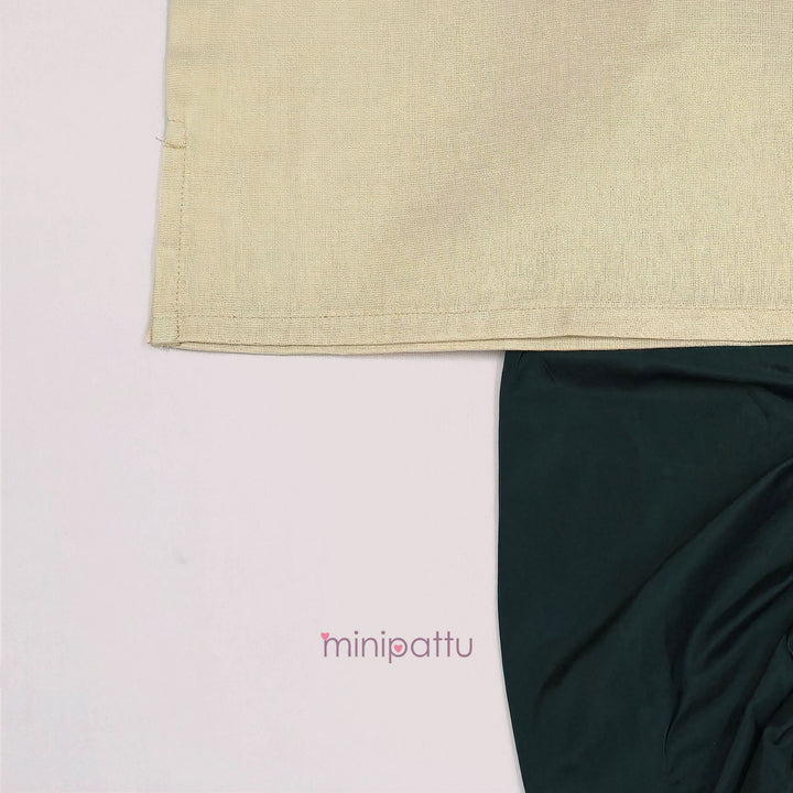 Perumal - Half White Tissue Kurta & Green Dhoti set