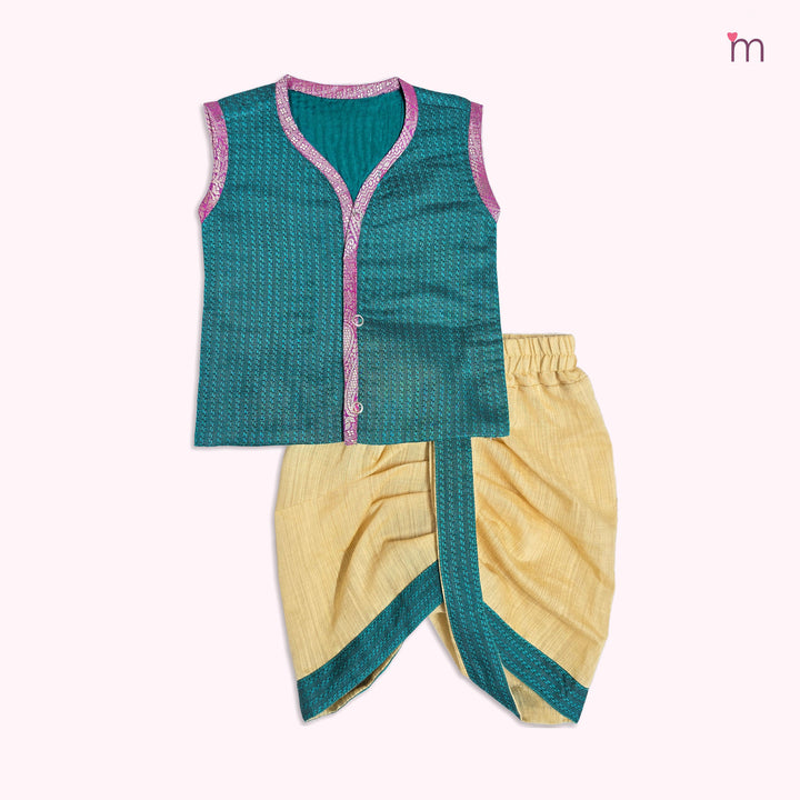 Riyan -  Teal Jabla Set Minipattu