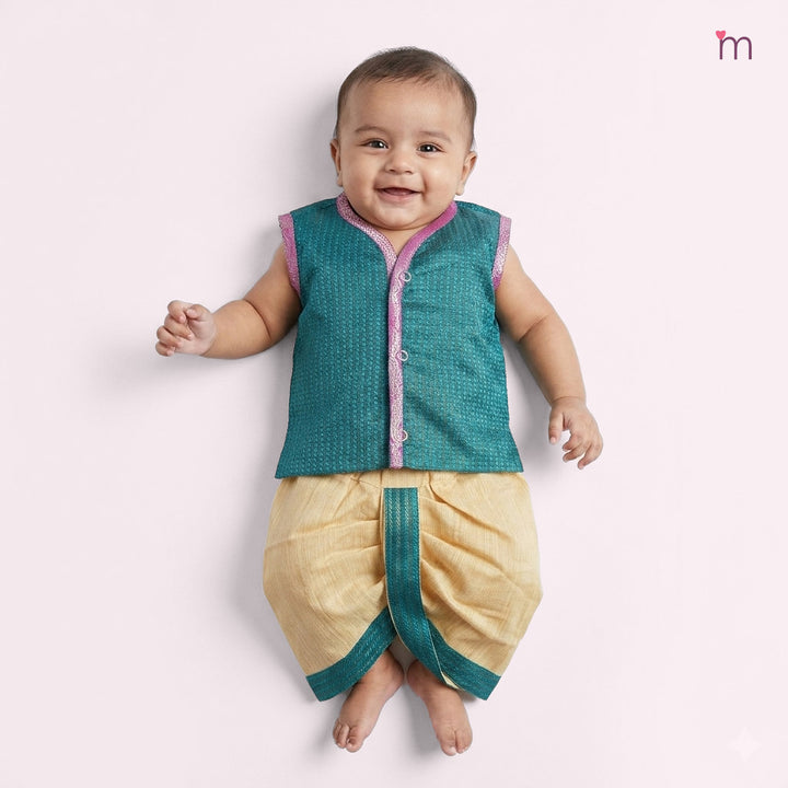 Riyan -  Teal Jabla Set Minipattu