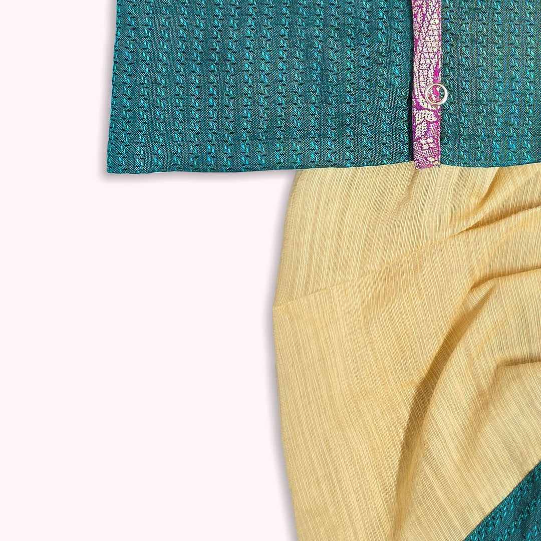 Riyan -  Teal Jabla Set Minipattu