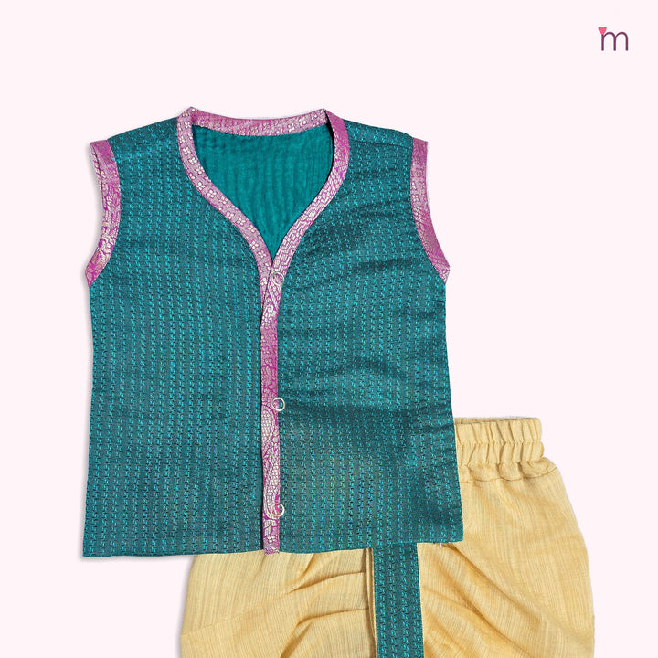 Riyan -  Teal Jabla Set Minipattu