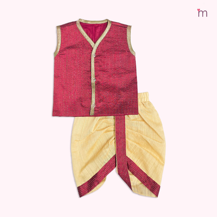 Riyan -  Maroon Jabla Set Minipattu