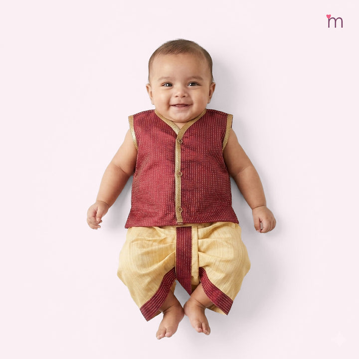 Riyan -  Maroon Jabla Set Minipattu