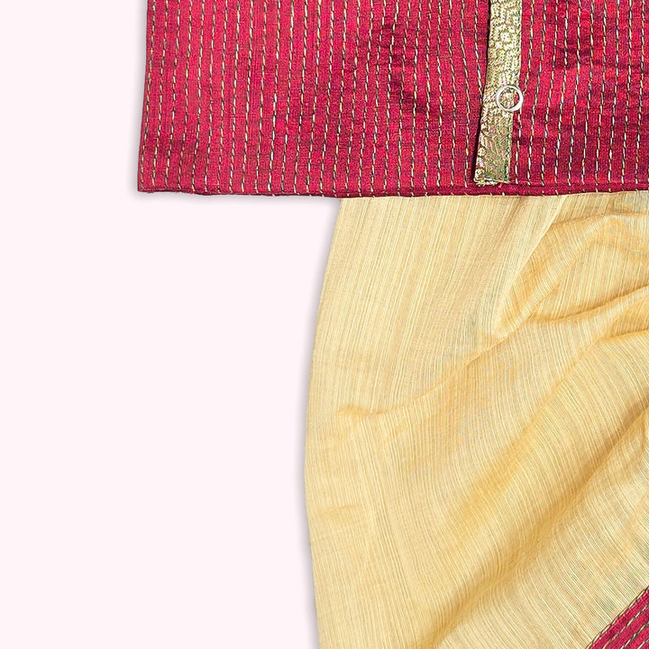 Riyan -  Maroon Jabla Set Minipattu