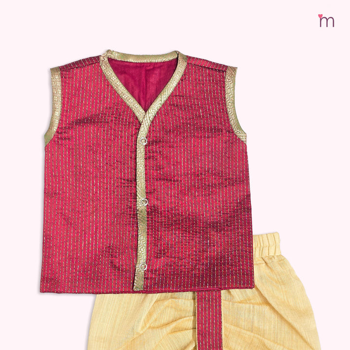 Riyan -  Maroon Jabla Set Minipattu