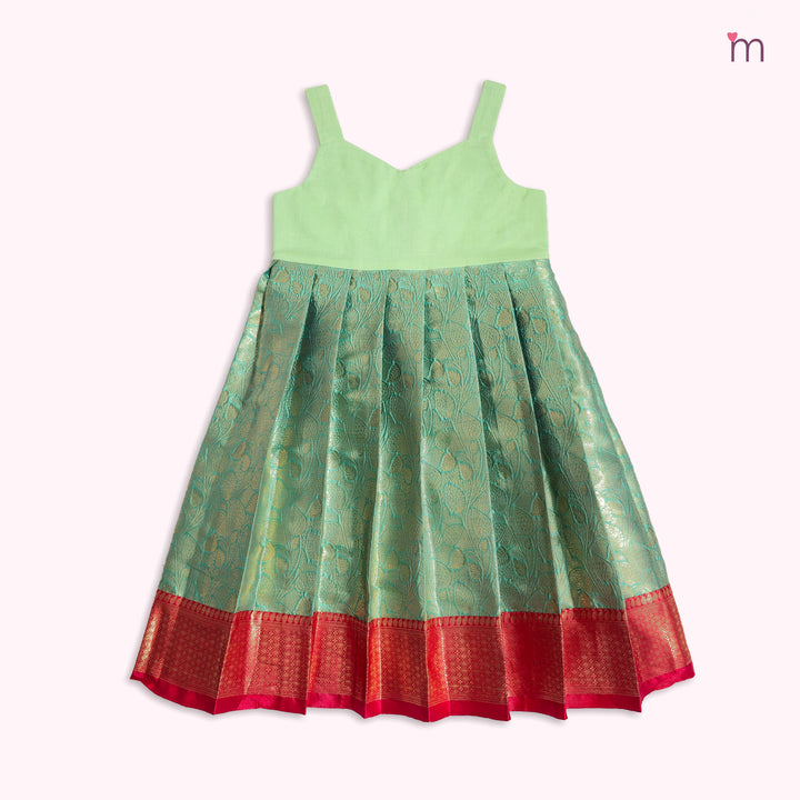Akshara - Red Green Pattu Pavadai Minipattu
