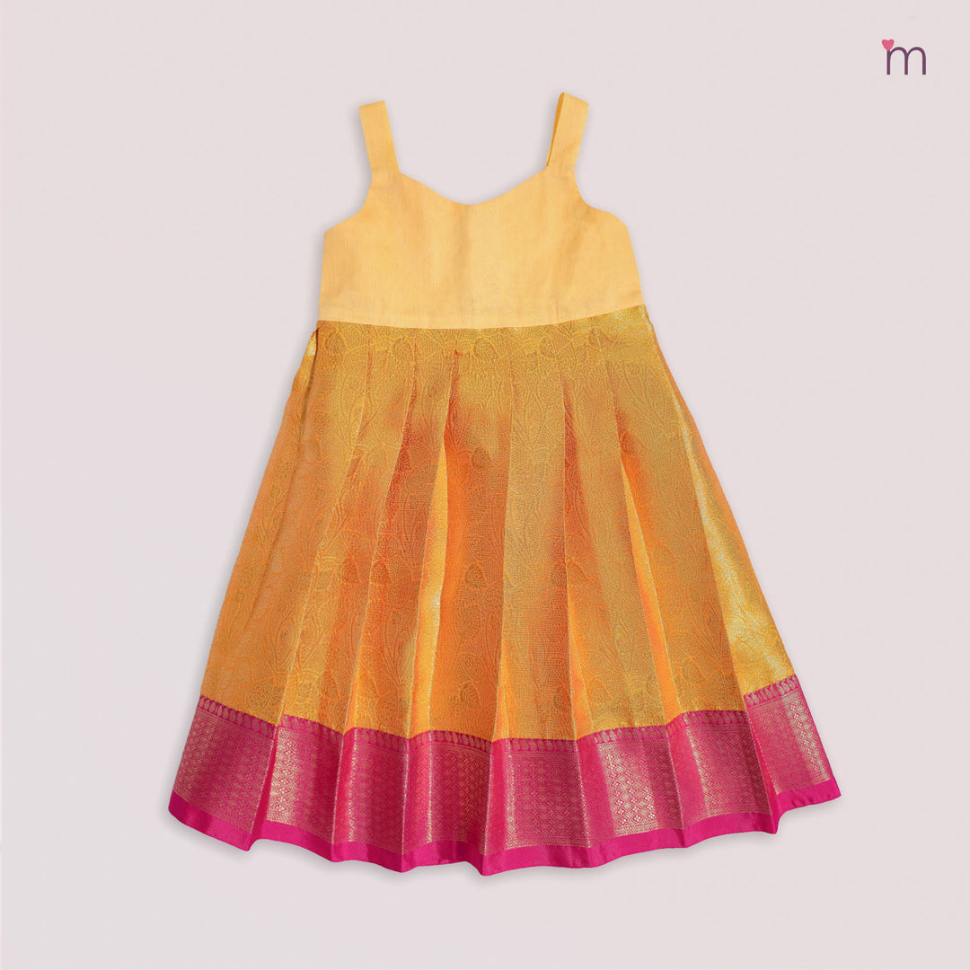 Akshara - Pink Yellow Pattu Pavadai Minipattu