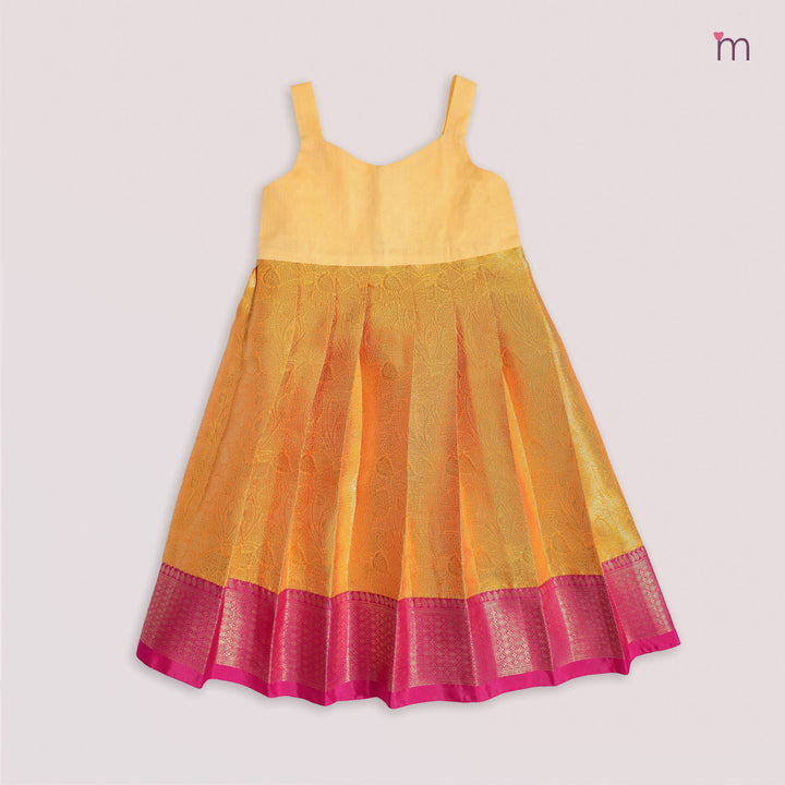 Akshara - Pink Yellow Pattu Pavadai Minipattu