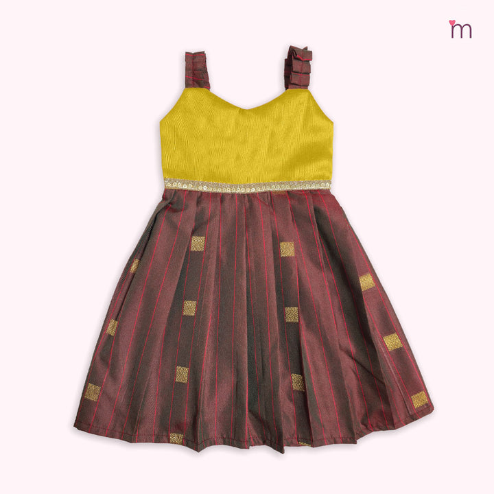 Yamini- Tissue Burgundy Frock Minipattu