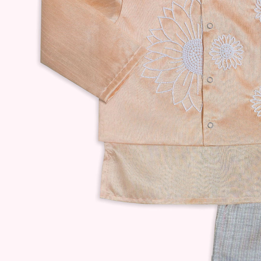 Sharvin - Peach Floral Sherwani set