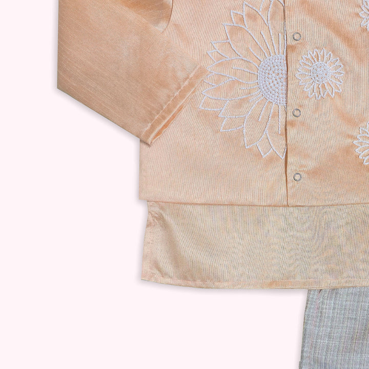 Sharvin - Peach Floral Sherwani set