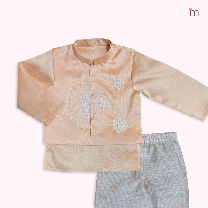 Sharvin - Peach Floral Sherwani set
