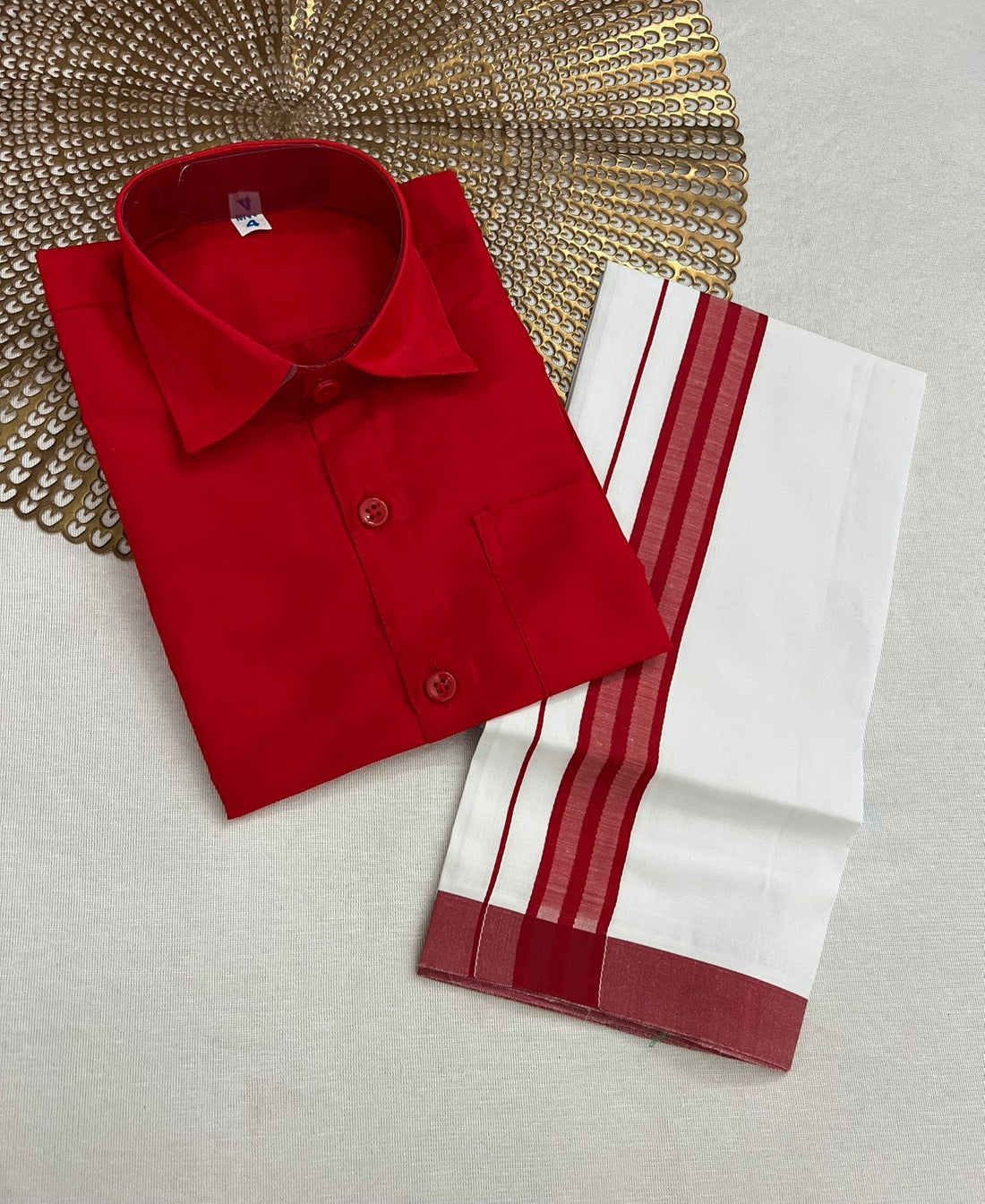 Adhavan - Red Shirt & Vesti Combo
