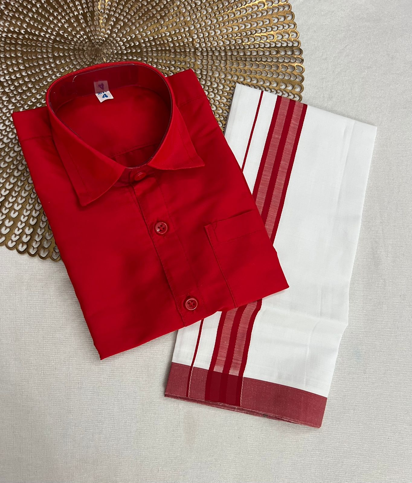 Adhavan - Red Shirt & Vesti Combo