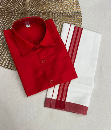 Adhavan - Red Shirt & Vesti Combo