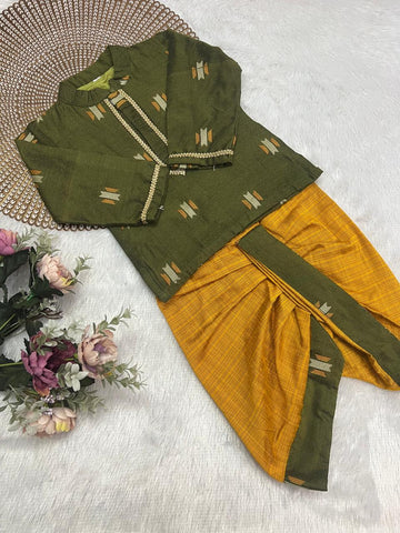 Vihaan - Green Musturd Kurtha set