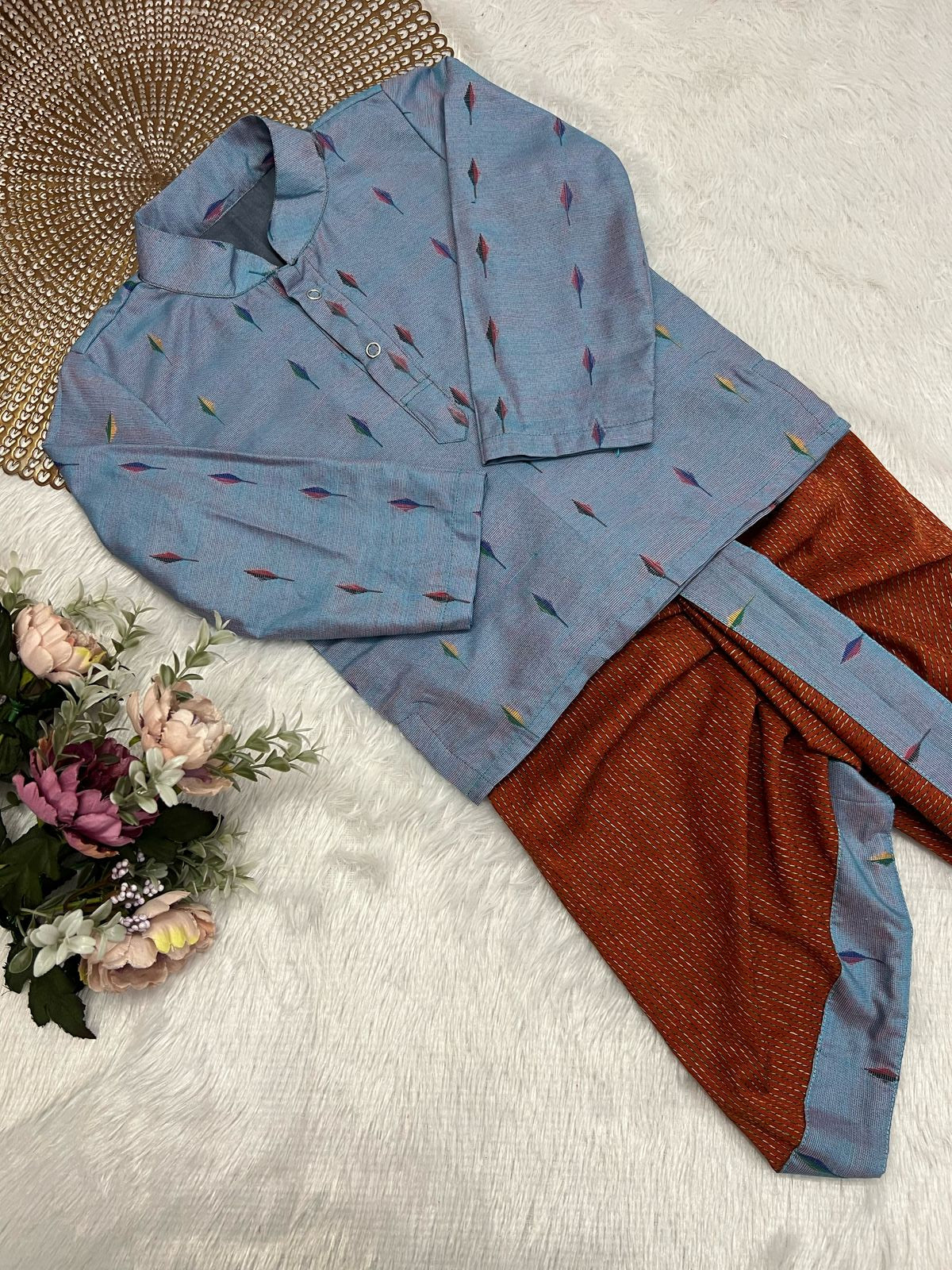 Vihaan - Blue Rust Kurtha set
