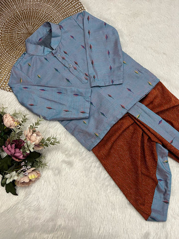 Vihaan - Blue Rust Kurtha set