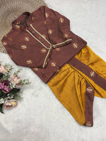 Vihaan - Maroon Musturd Kurtha set