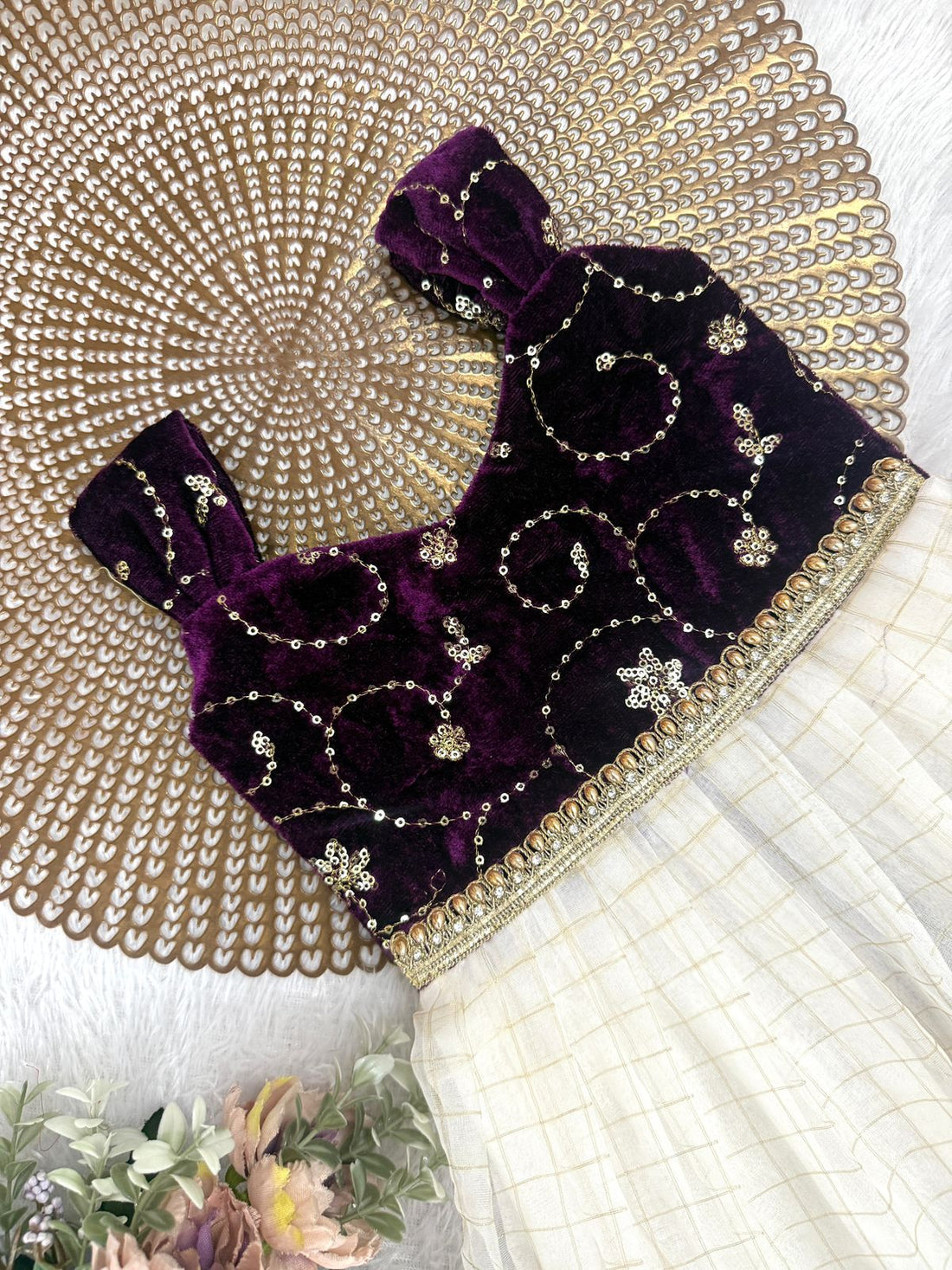 Tinu - Velvet checks Frock Minipattu