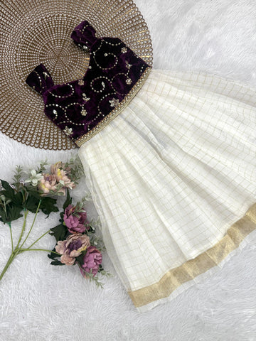 Tinu - Velvet checks Frock Minipattu