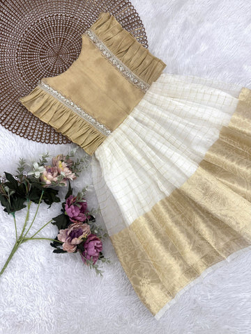 Tinu - Golden checks Frock Minipattu