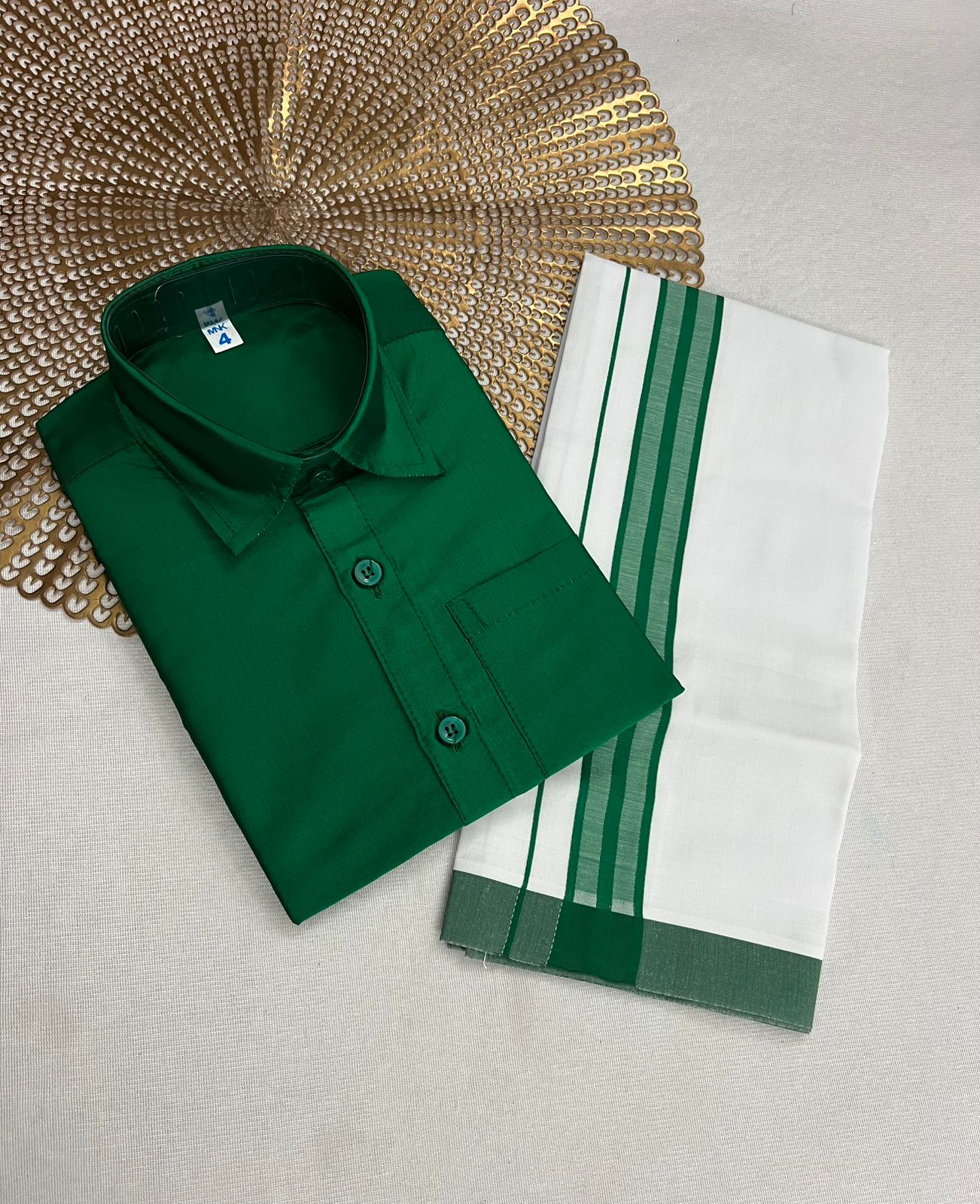 Adhavan -Green Shirt & Vesti Combo