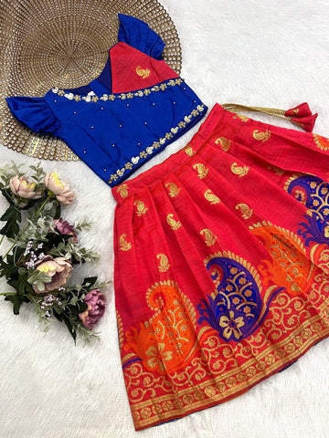 Rangoli - Royal Blue Pink Designer Minipattu