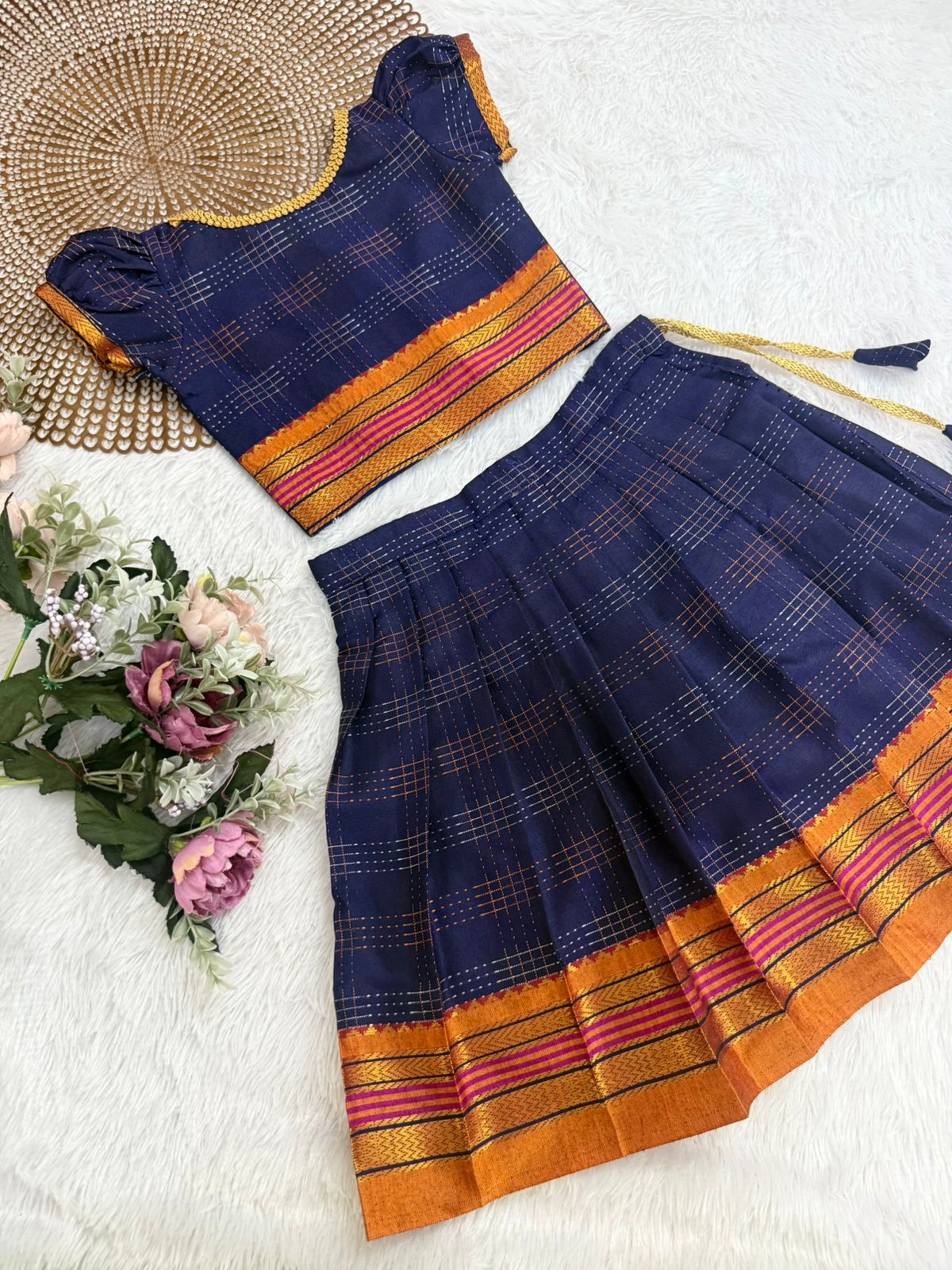 Kasturi - Navy Chettinad silk cotton Minipattu