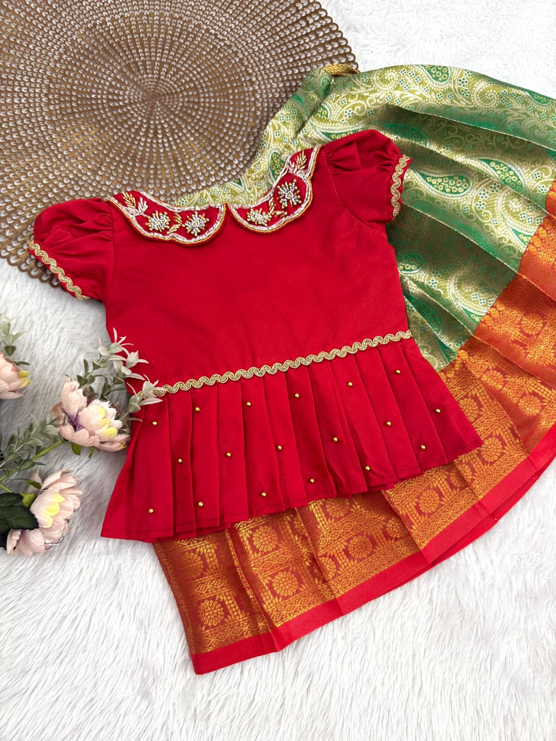 Tamira Red Green Designer Minipattu
