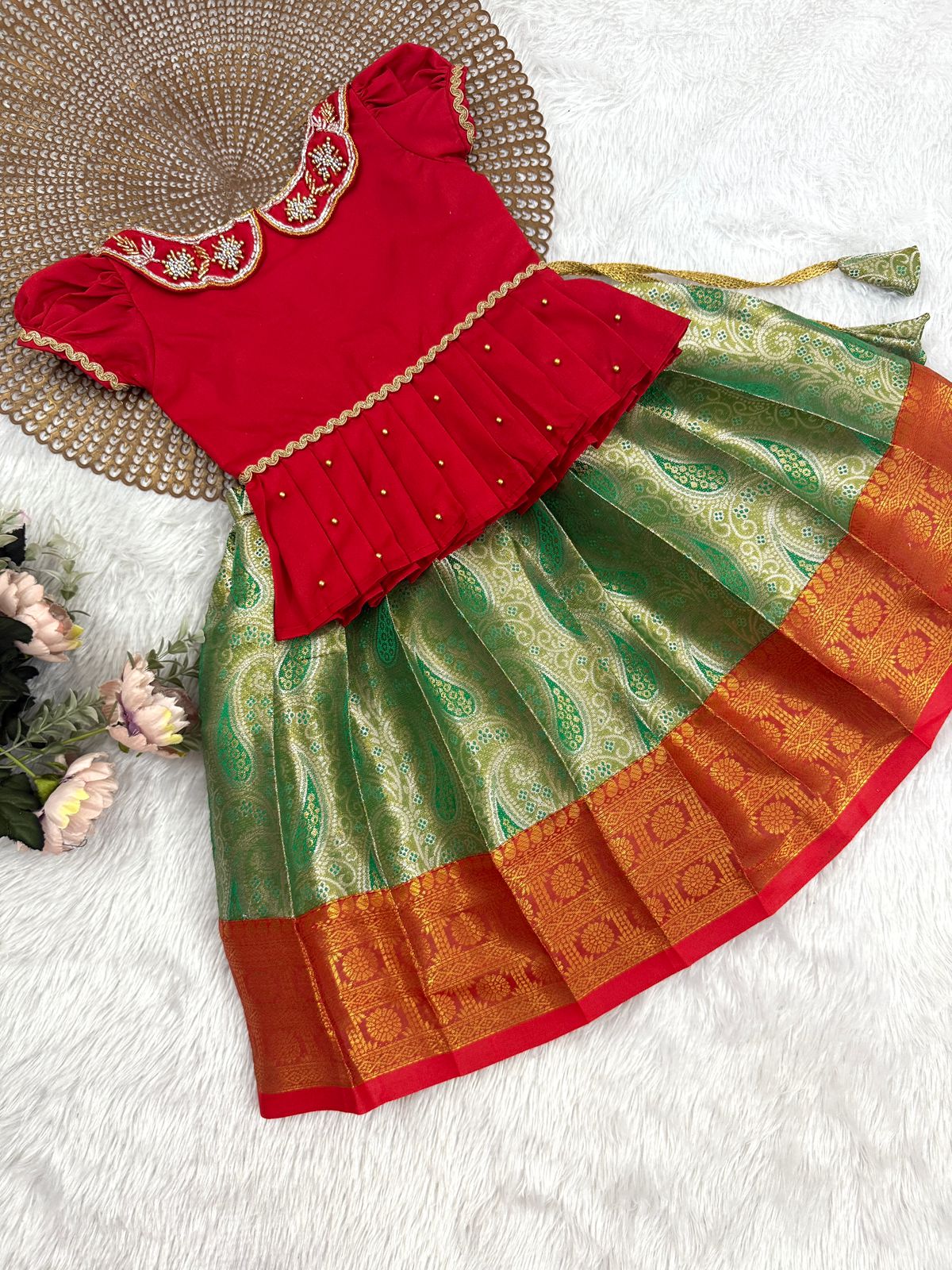 Tamira Red Green Designer Minipattu