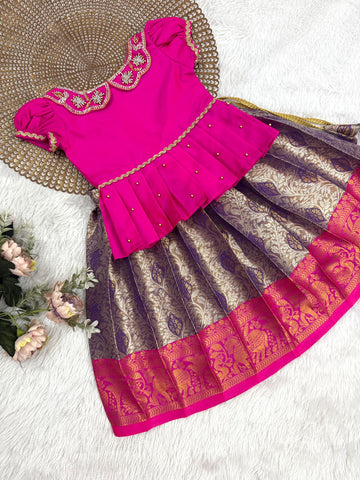 Tamira Pink Blue Designer Minipattu