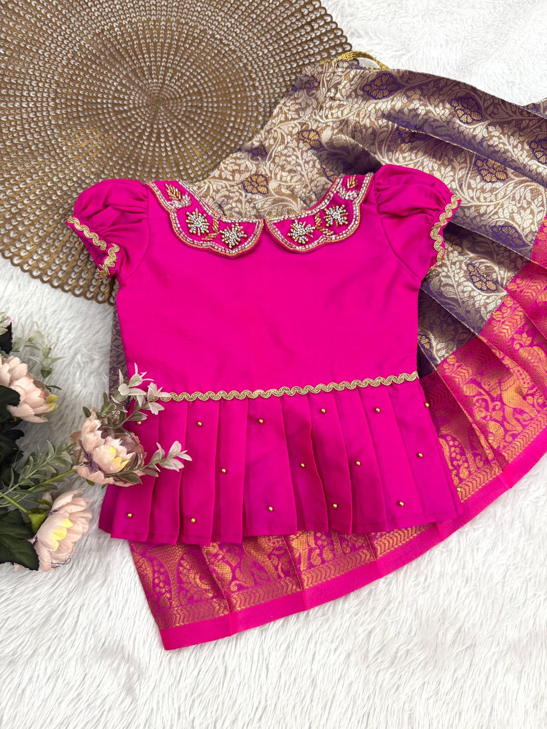 Tamira Pink Blue Designer Minipattu