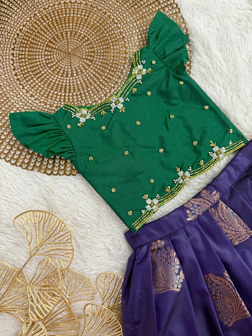 Yazhi - Green Voilet Designer Minipattu