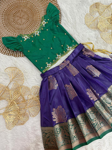 Yazhi - Green Voilet Designer Minipattu