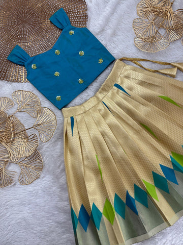 Ziva Designer Blue Ivory Minipattu