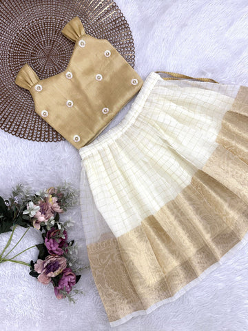 Tinu - Golden check Designer Minipattu