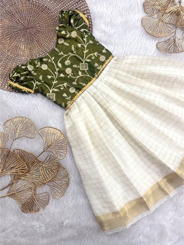 Tinu - Green Checks Frock Minipattu