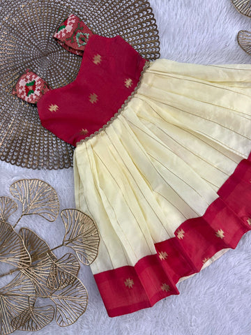 Mazhalai - Red Ivory Butta Frock Minipattu