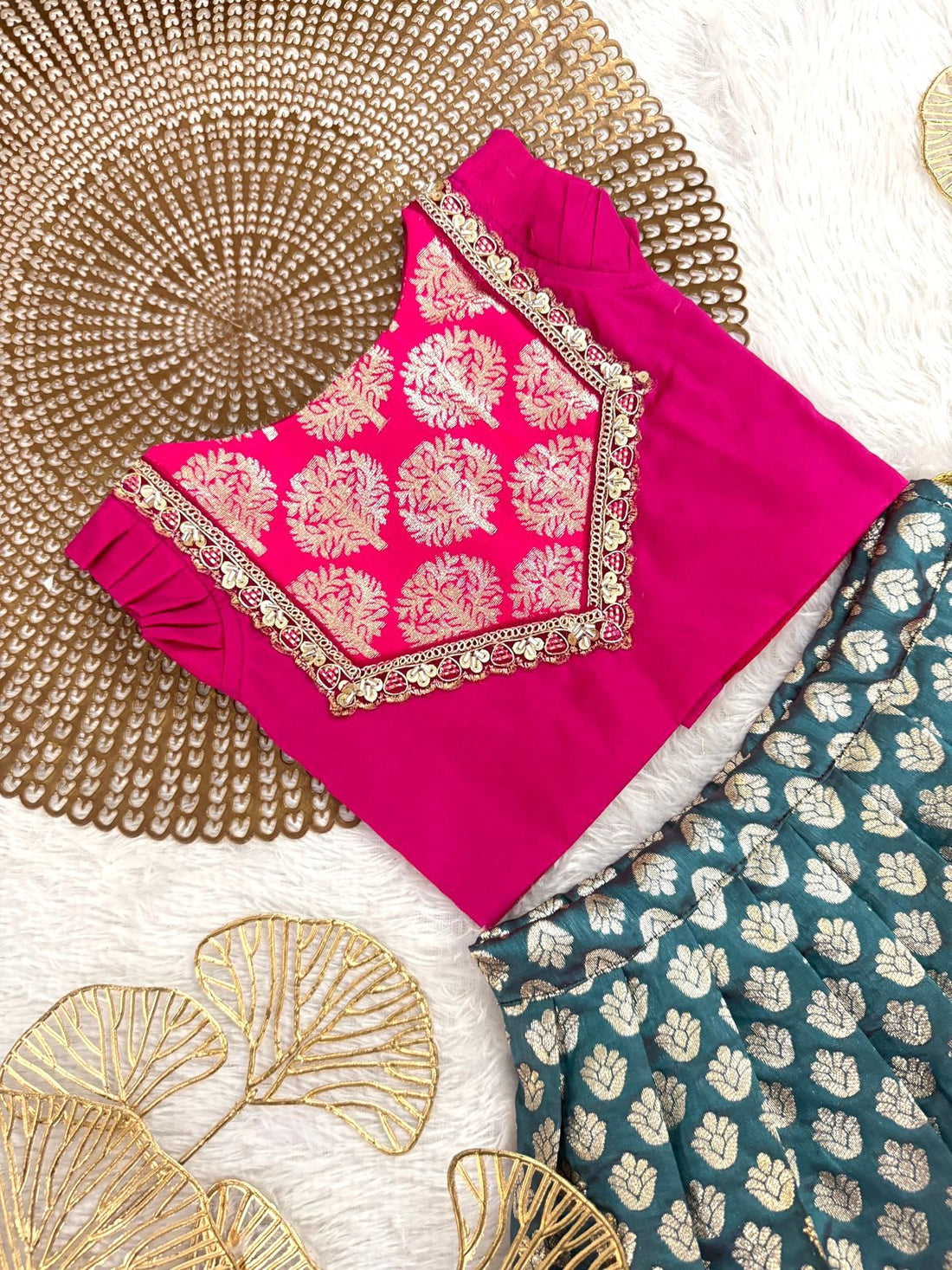 Mahathi -Pink Teal Designer Minipattu