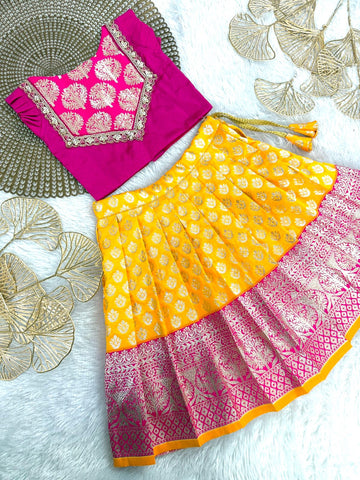 Mahathi -Pink Yellow Designer Minipattu