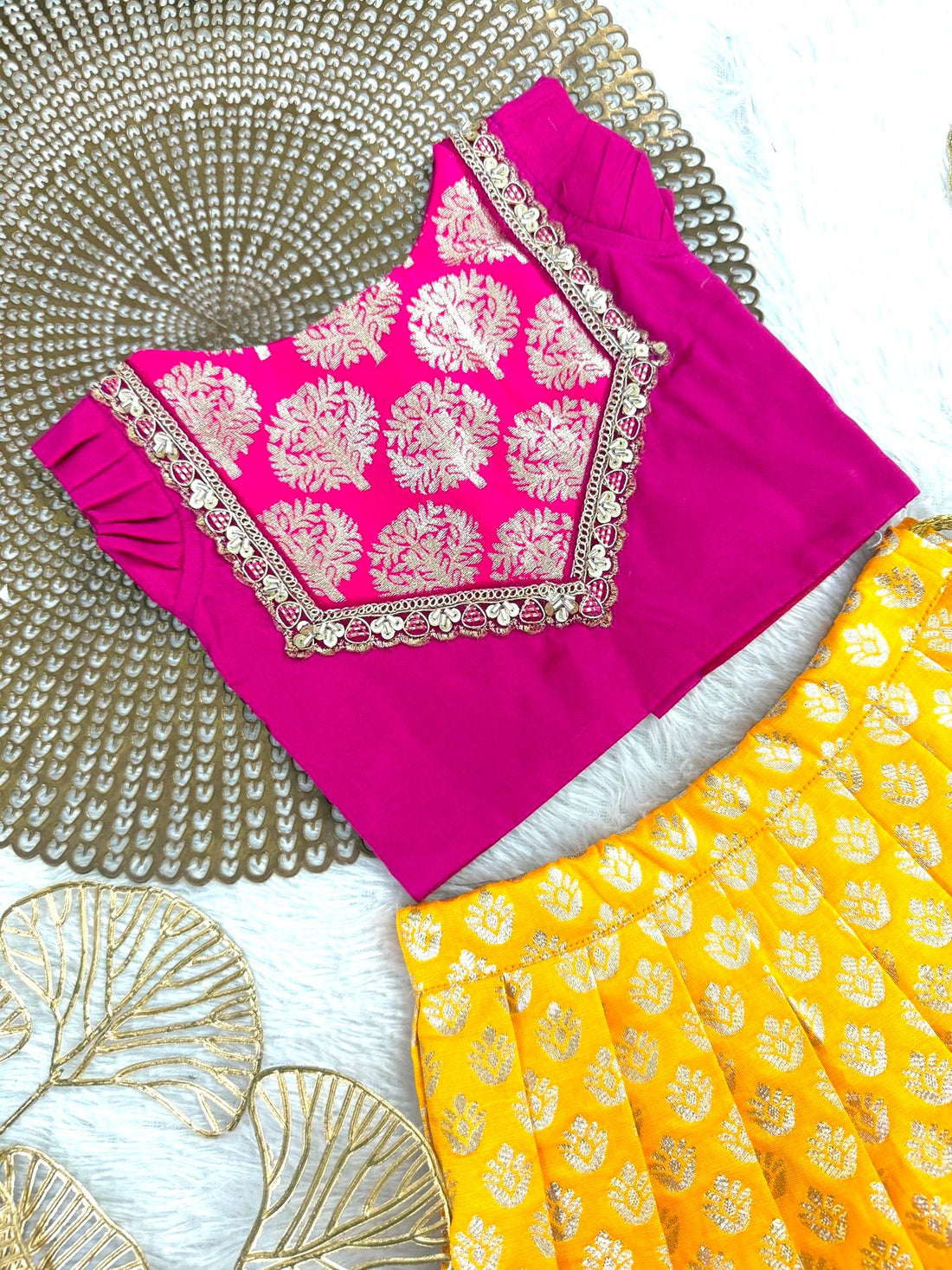 Mahathi -Pink Yellow Designer Minipattu