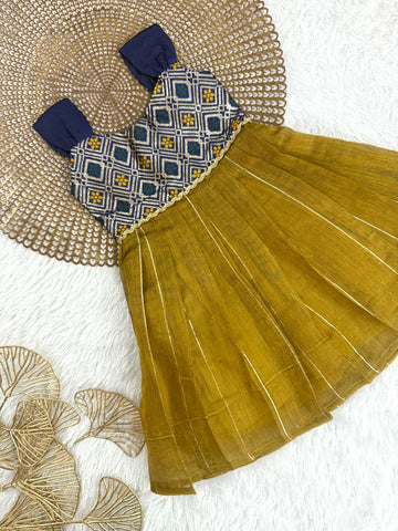 Mazhalai - Blue Musturd Frock Minipattu